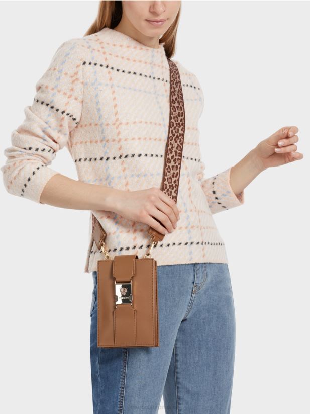 geantă crossbody în format longitudinal Marc Cain caramel strălucitor accesorii 4826HH1499