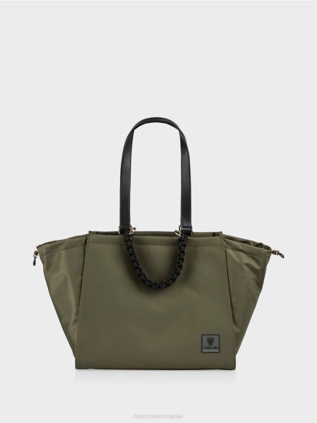 geantă cu mâner croșetat „rethink together”. Marc Cain măsline galbene accesorii 4826HH1538