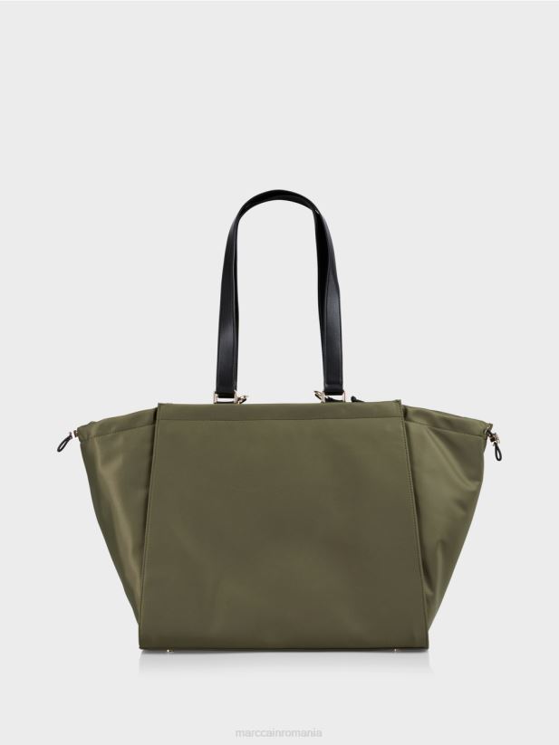 geantă cu mâner croșetat „rethink together”. Marc Cain măsline galbene accesorii 4826HH1538