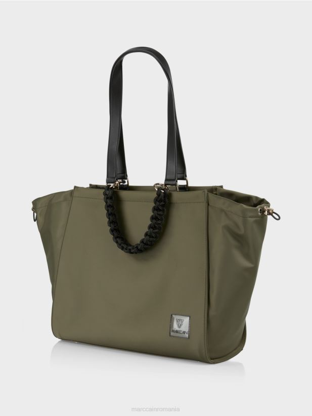 geantă cu mâner croșetat „rethink together”. Marc Cain măsline galbene accesorii 4826HH1538