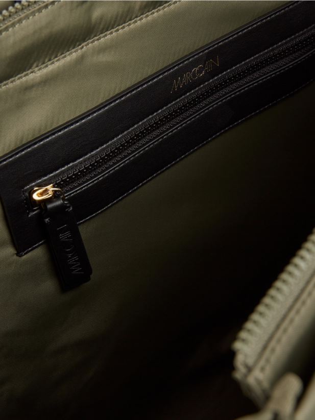 geantă cu mâner croșetat „rethink together”. Marc Cain măsline galbene accesorii 4826HH1538