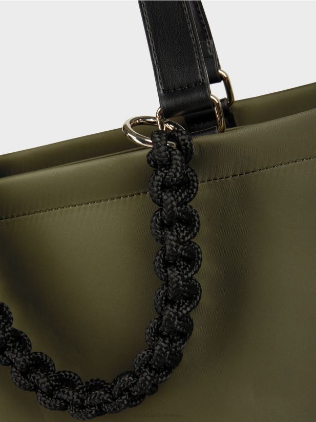 geantă cu mâner croșetat „rethink together”. Marc Cain măsline galbene accesorii 4826HH1538