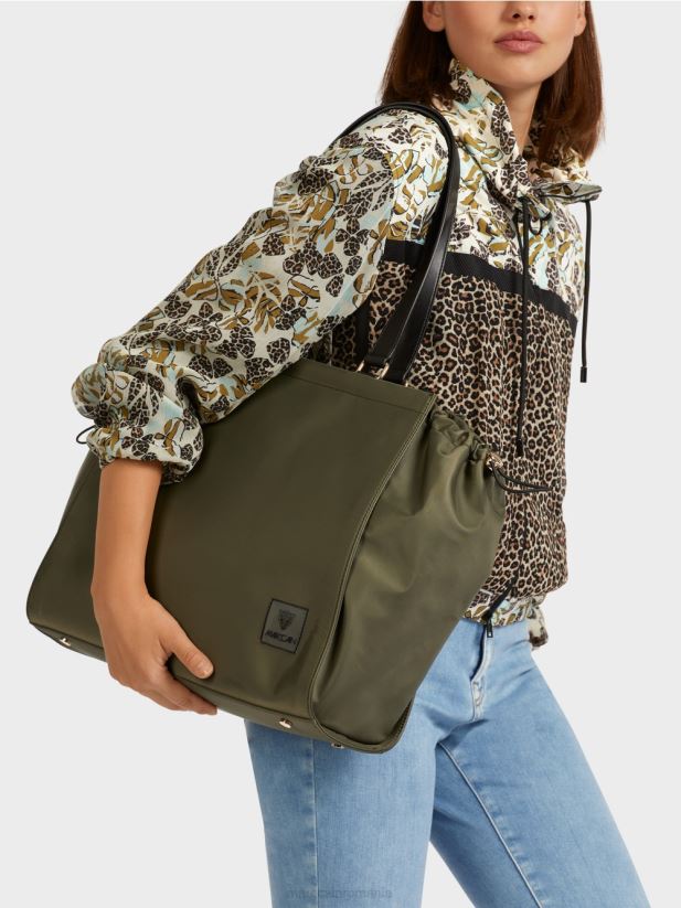 geantă cu mâner croșetat „rethink together”. Marc Cain măsline galbene accesorii 4826HH1538