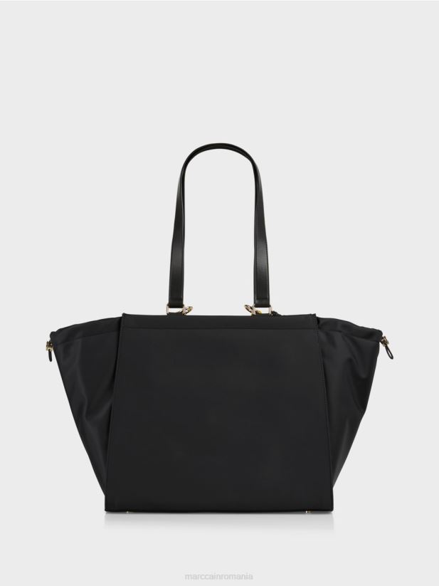 geantă cu mâner croșetat „rethink together”. Marc Cain negru accesorii 4826HH1534