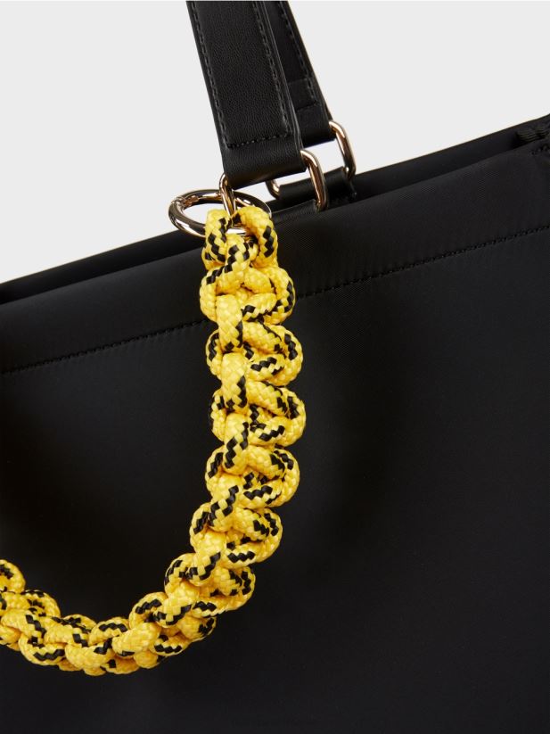 geantă cu mâner croșetat „rethink together”. Marc Cain negru accesorii 4826HH1534