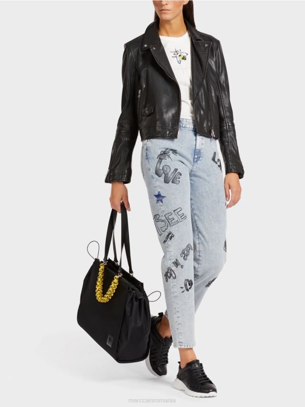 geantă cu mâner croșetat „rethink together”. Marc Cain negru accesorii 4826HH1534