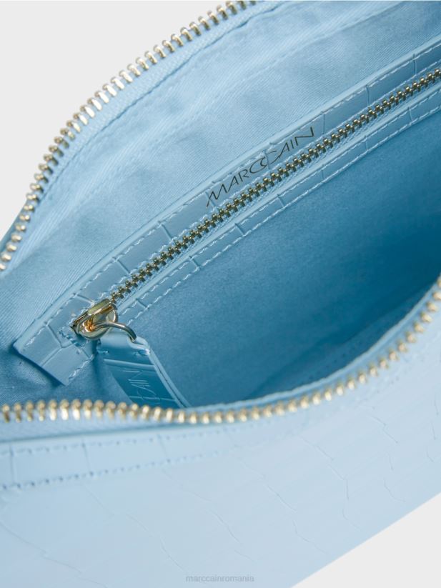 geantă de croc artificial cu mâner superior Marc Cain albastru atmosferic accesorii 4826HH1535