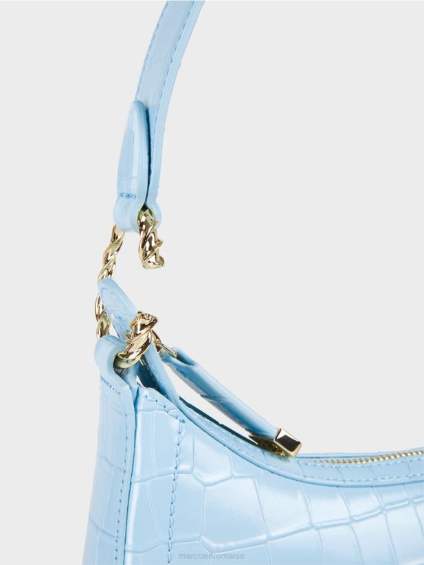 geantă de croc artificial cu mâner superior Marc Cain albastru atmosferic accesorii 4826HH1535