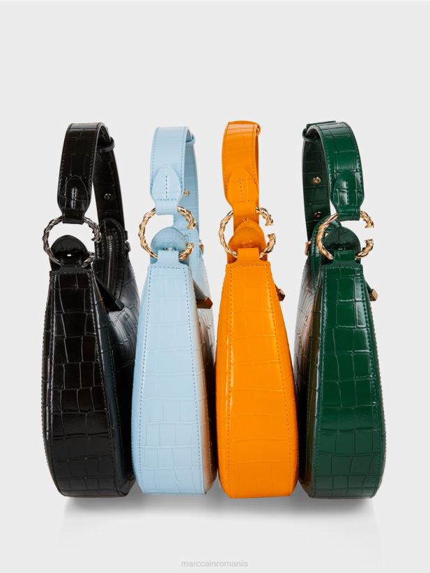 geantă de croc artificial cu mâner superior Marc Cain albastru atmosferic accesorii 4826HH1535