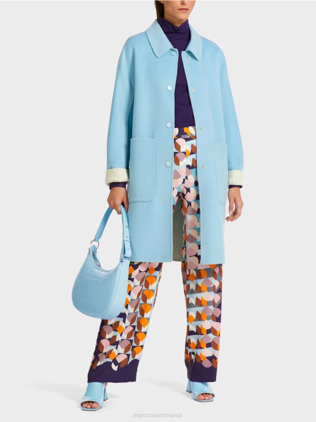 geantă de croc artificial cu mâner superior Marc Cain albastru atmosferic accesorii 4826HH1535