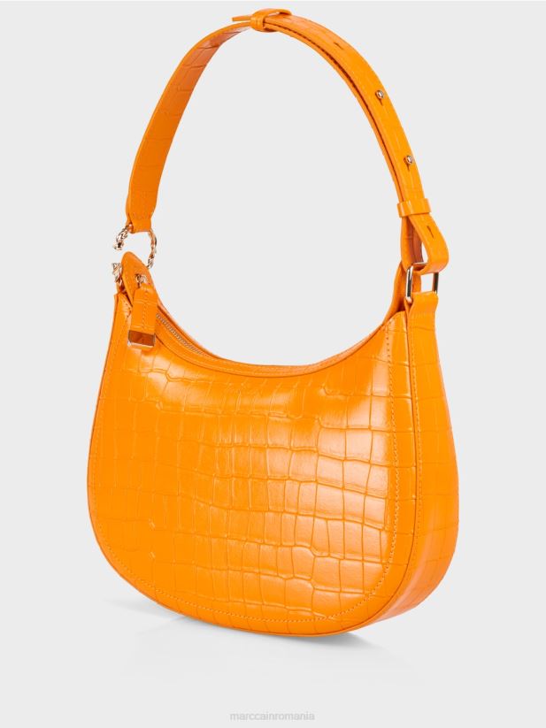 geantă de croc artificial cu mâner superior Marc Cain portocaliu limpede accesorii 4826HH1539