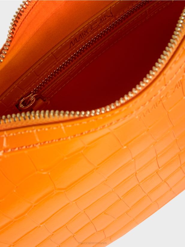 geantă de croc artificial cu mâner superior Marc Cain portocaliu limpede accesorii 4826HH1539