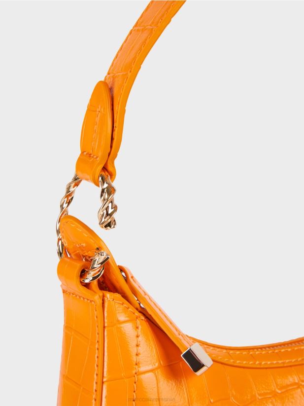 geantă de croc artificial cu mâner superior Marc Cain portocaliu limpede accesorii 4826HH1539
