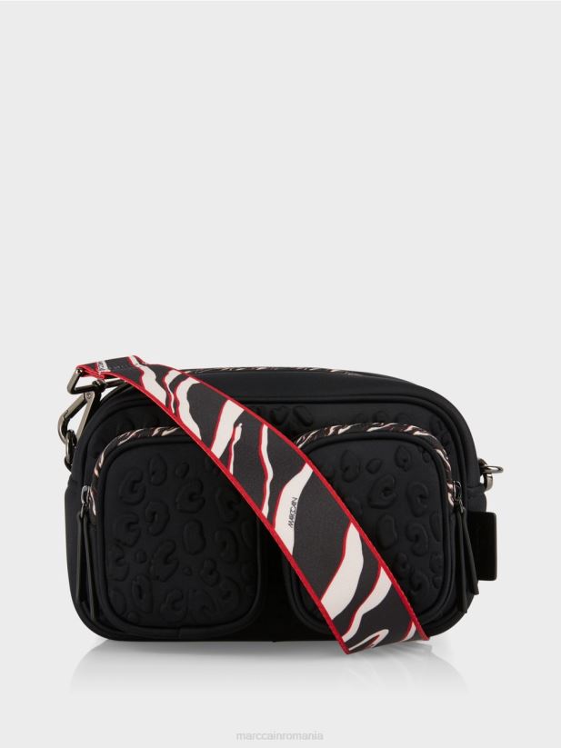 geantă de umăr cu design în relief Marc Cain negru accesorii 4826HH1517