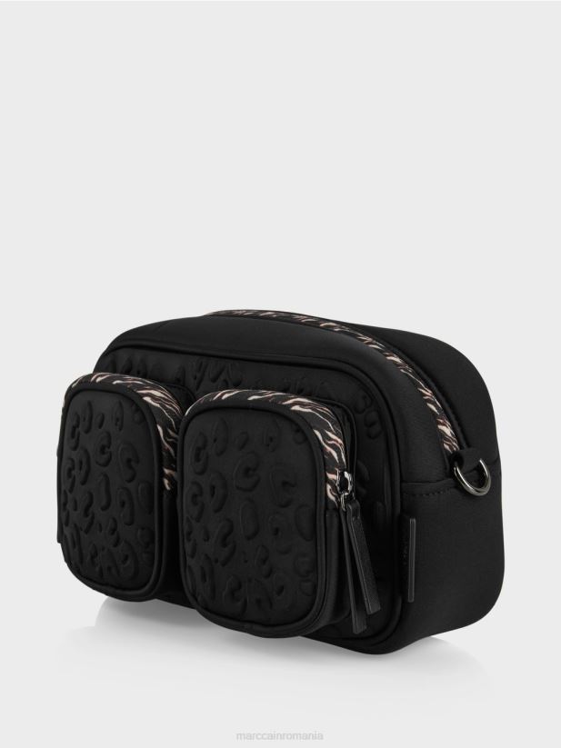 geantă de umăr cu design în relief Marc Cain negru accesorii 4826HH1517