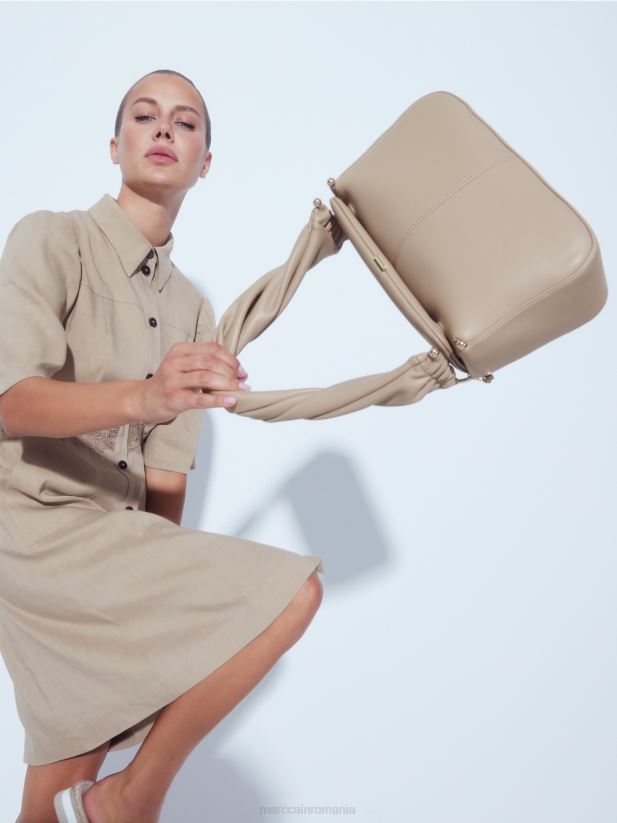 geantă de umăr cu mâner răsucit Marc Cain nisip adânc accesorii 4826HH1526