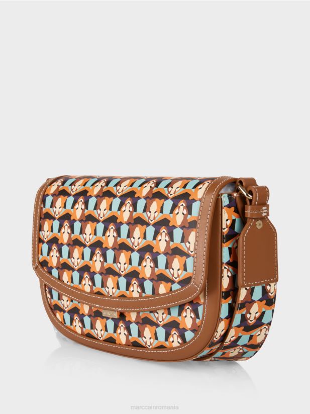 geantă de umăr cu model cap de leopard Marc Cain portocaliu limpede accesorii 4826HH1545