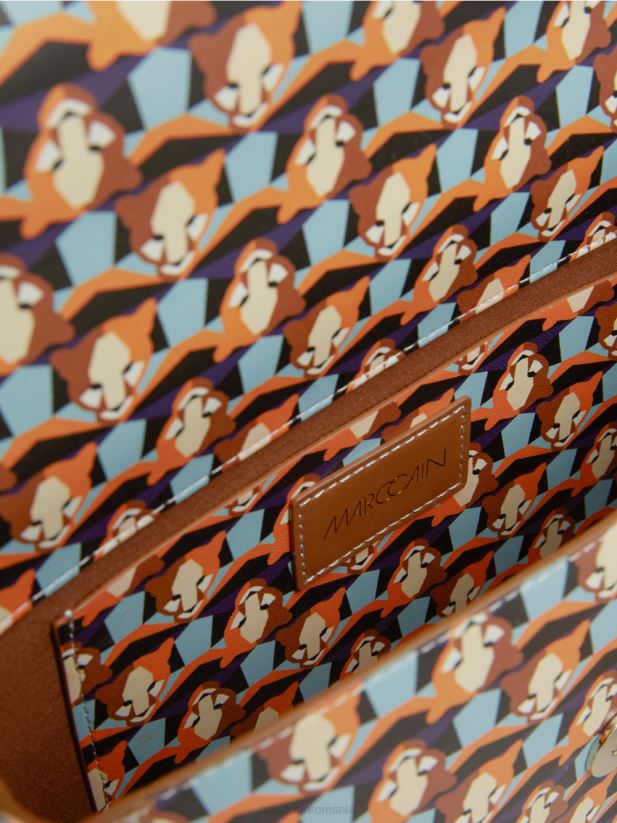 geantă de umăr cu model cap de leopard Marc Cain portocaliu limpede accesorii 4826HH1545
