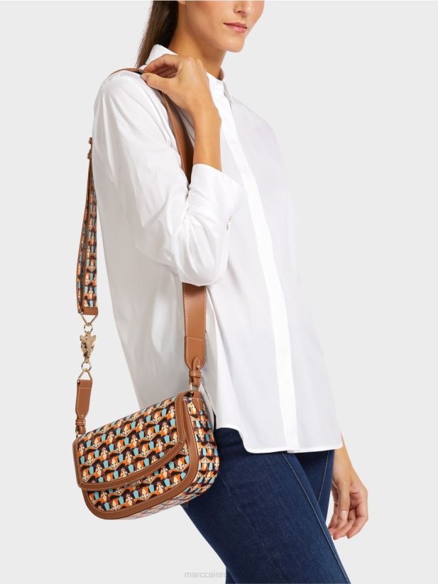 geantă de umăr cu model cap de leopard Marc Cain portocaliu limpede accesorii 4826HH1545