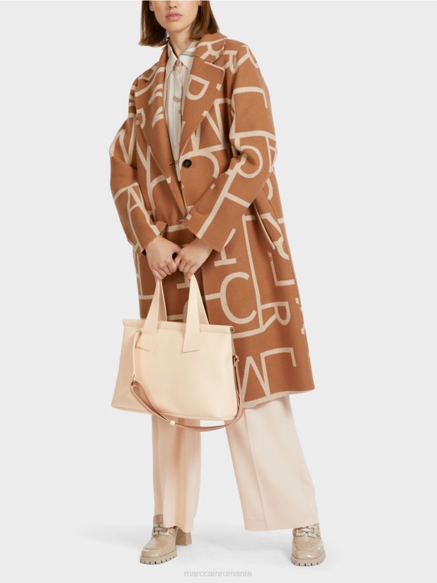 geantă de umăr din nappa artificială cu curea Marc Cain cremă accesorii 4826HH1543