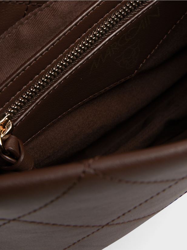 geantă de umăr „regândește împreună”. Marc Cain lemn închis la culoare accesorii 4826HH1505