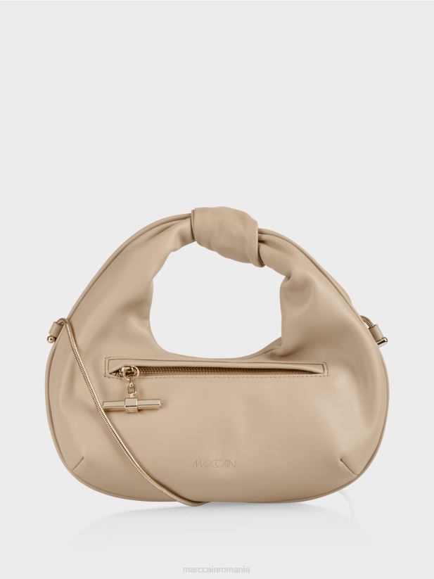 geantă mini cu lanț metalic decorativ Marc Cain nisip adânc accesorii 4826HH1527