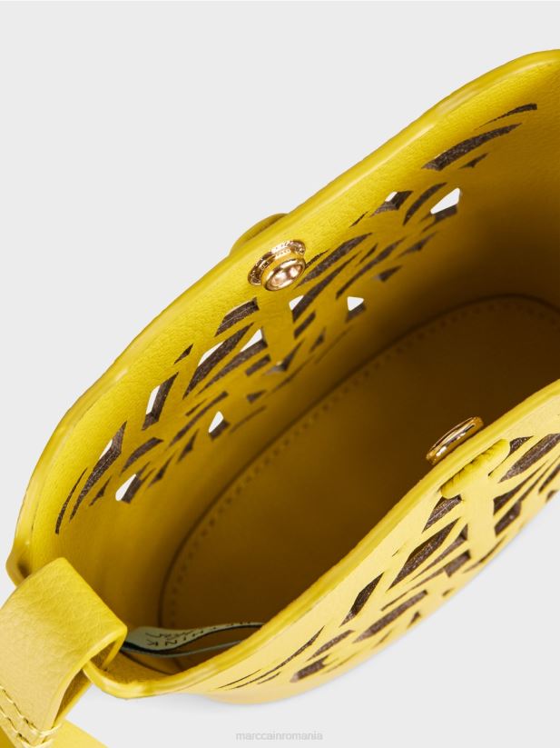 geantă mini „rethink together” cu cap de leopard Marc Cain verde lamaie accesorii 4826HH1532