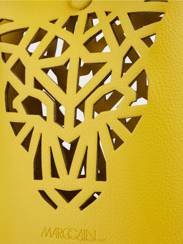 geantă mini „rethink together” cu cap de leopard Marc Cain verde lamaie accesorii 4826HH1532