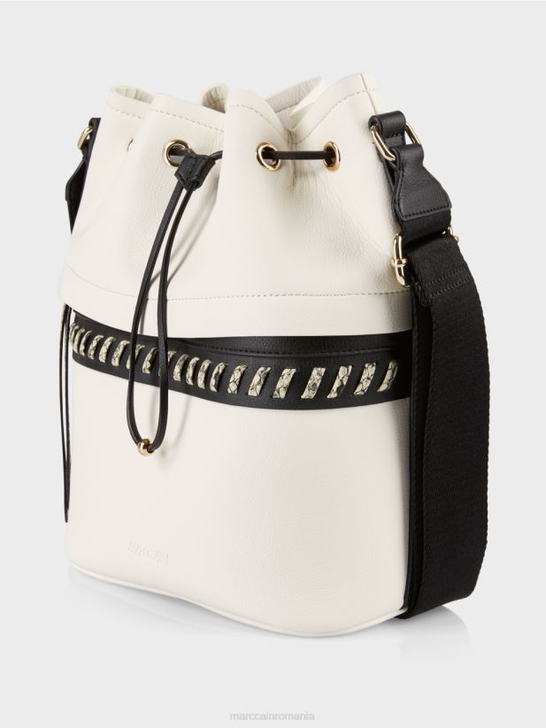 geantă „regândiți împreună”. Marc Cain alb și negru accesorii 4826HH1529