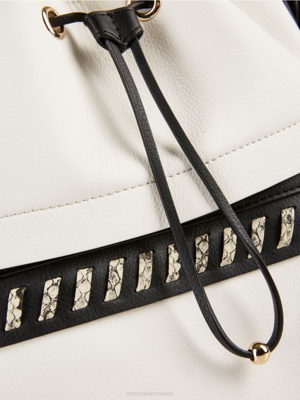 geantă „regândiți împreună”. Marc Cain alb și negru accesorii 4826HH1529