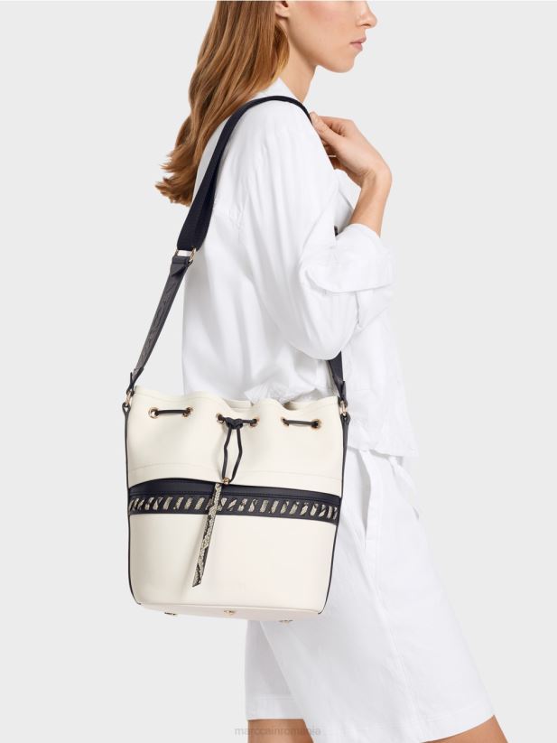 geantă „regândiți împreună”. Marc Cain alb și negru accesorii 4826HH1529
