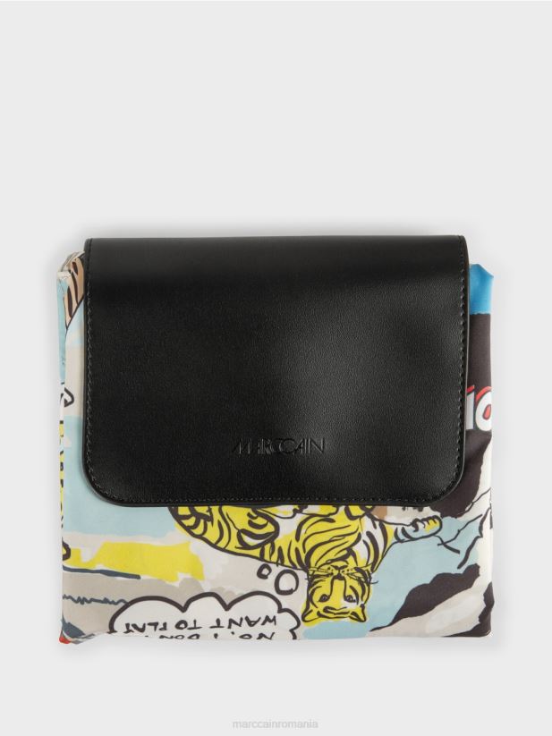 geantă shopper cu imprimeu „rethink together”. Marc Cain mare adâncă accesorii 4826HH1515