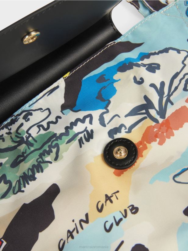 geantă shopper cu imprimeu „rethink together”. Marc Cain mare adâncă accesorii 4826HH1515