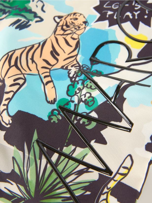 geantă shopper cu imprimeu „rethink together”. Marc Cain mare adâncă accesorii 4826HH1515