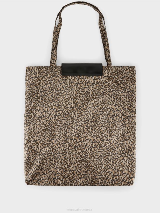 geantă shopper „rethink together” cu imprimeu Marc Cain cafea moale accesorii 4826HH1507