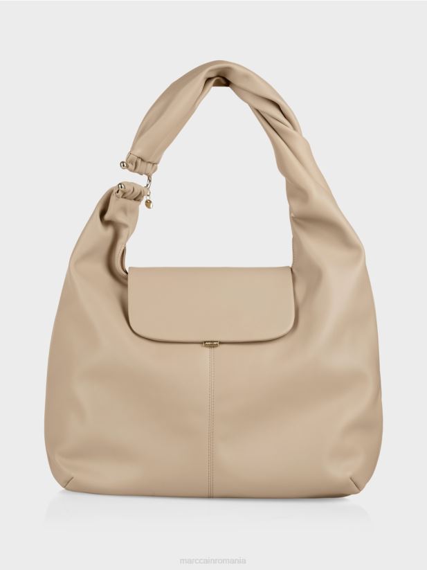 geantă tote cu închidere cu clapă Marc Cain nisip adânc accesorii 4826HH1522