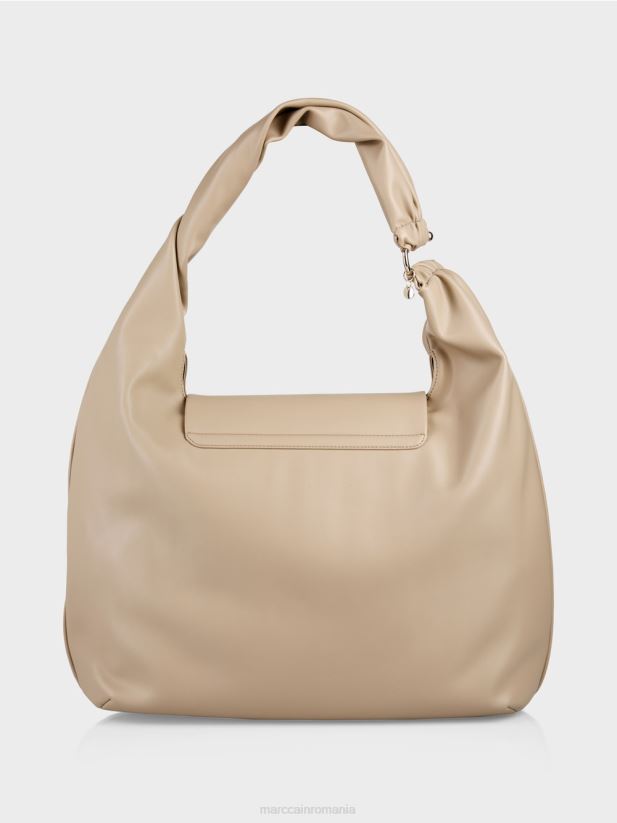 geantă tote cu închidere cu clapă Marc Cain nisip adânc accesorii 4826HH1522