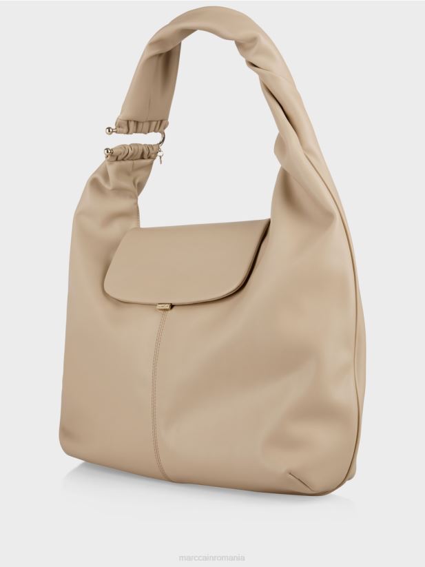 geantă tote cu închidere cu clapă Marc Cain nisip adânc accesorii 4826HH1522