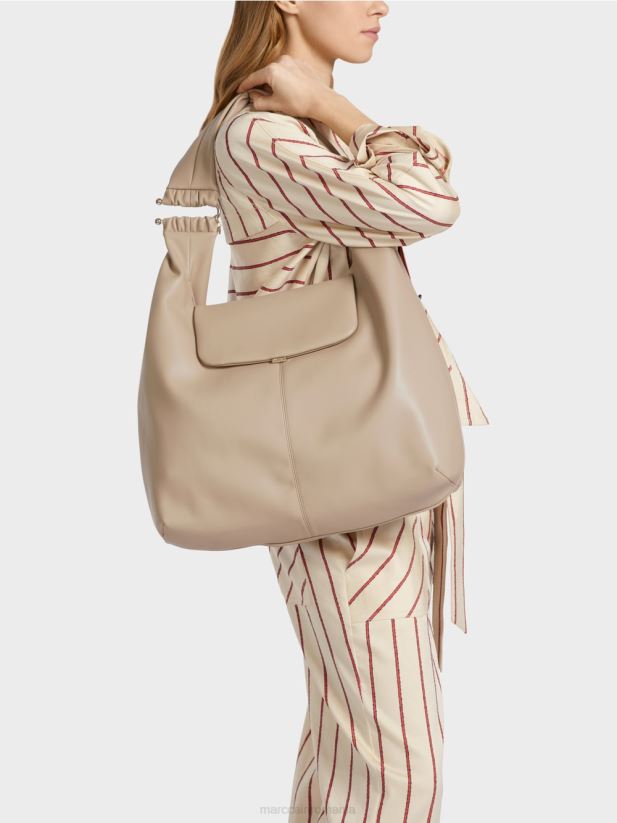 geantă tote cu închidere cu clapă Marc Cain nisip adânc accesorii 4826HH1522