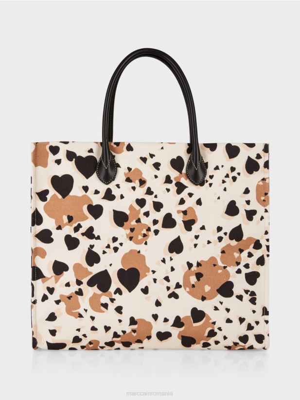 geantă tote leopard cu inscripții mc Marc Cain cremă accesorii 4826HH1550