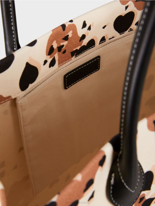 geantă tote leopard cu inscripții mc Marc Cain cremă accesorii 4826HH1550