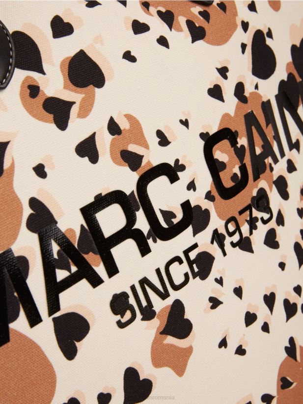 geantă tote leopard cu inscripții mc Marc Cain cremă accesorii 4826HH1550