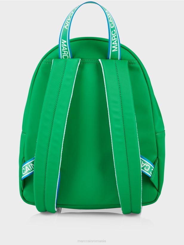 rucsac cu aplicație cu cap de leopard Marc Cain frunză strălucitoare de busuioc accesorii 4826HH1530