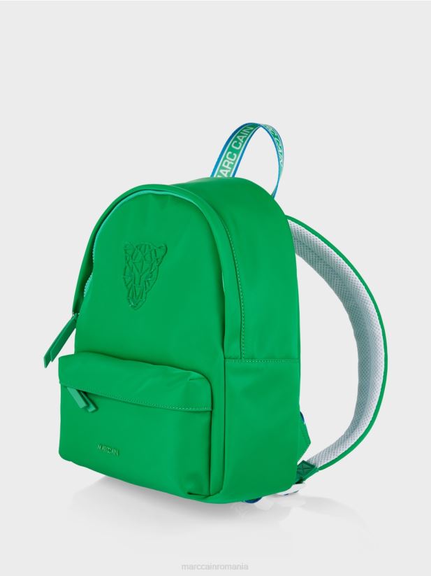 rucsac cu aplicație cu cap de leopard Marc Cain frunză strălucitoare de busuioc accesorii 4826HH1530