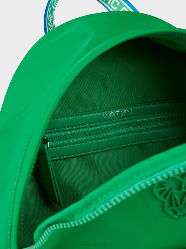 rucsac cu aplicație cu cap de leopard Marc Cain frunză strălucitoare de busuioc accesorii 4826HH1530