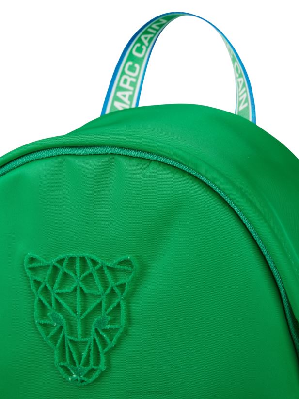 rucsac cu aplicație cu cap de leopard Marc Cain frunză strălucitoare de busuioc accesorii 4826HH1530