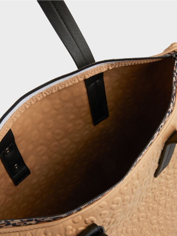 shopper din material techno Marc Cain cafea moale accesorii 4826HH1503