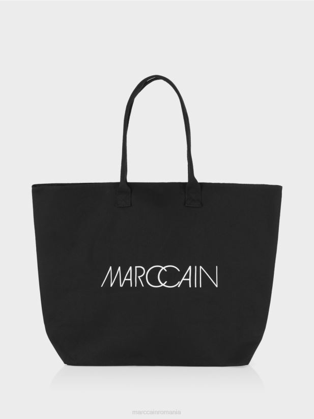 shopper mare cu imprimeu cu logo Marc Cain negru accesorii 4826HH1551