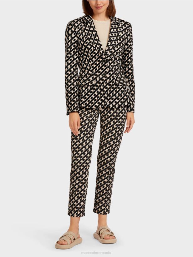 blazer clasic în carouri de cioban Marc Cain negru îmbrăcăminte 4826HH205 blazer clasic în carouri de cioban Marc Cain negru îmbrăcăminte 4826HH205