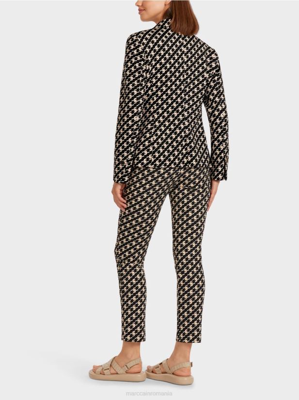 blazer clasic în carouri de cioban Marc Cain negru îmbrăcăminte 4826HH205